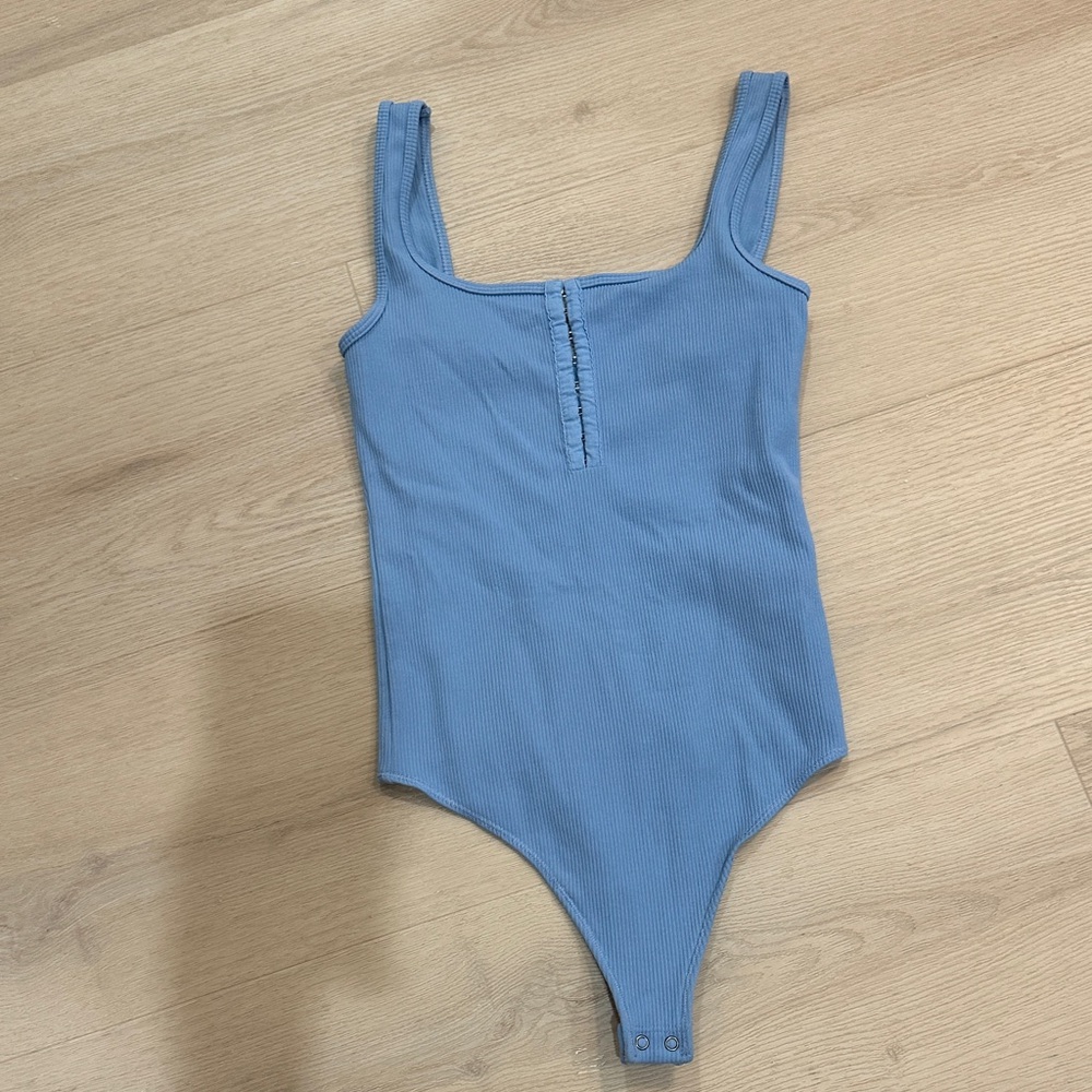 Abercrombie & Fitch Light Blue Ribbed Tank Bodysuit